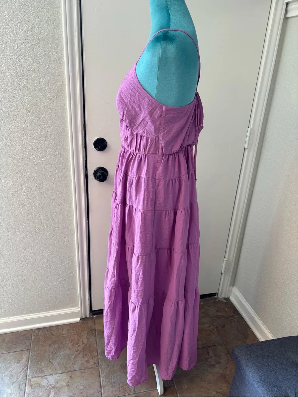 Abercrombie & Fitch Lavender Tiered V-Neck Maxi Dress